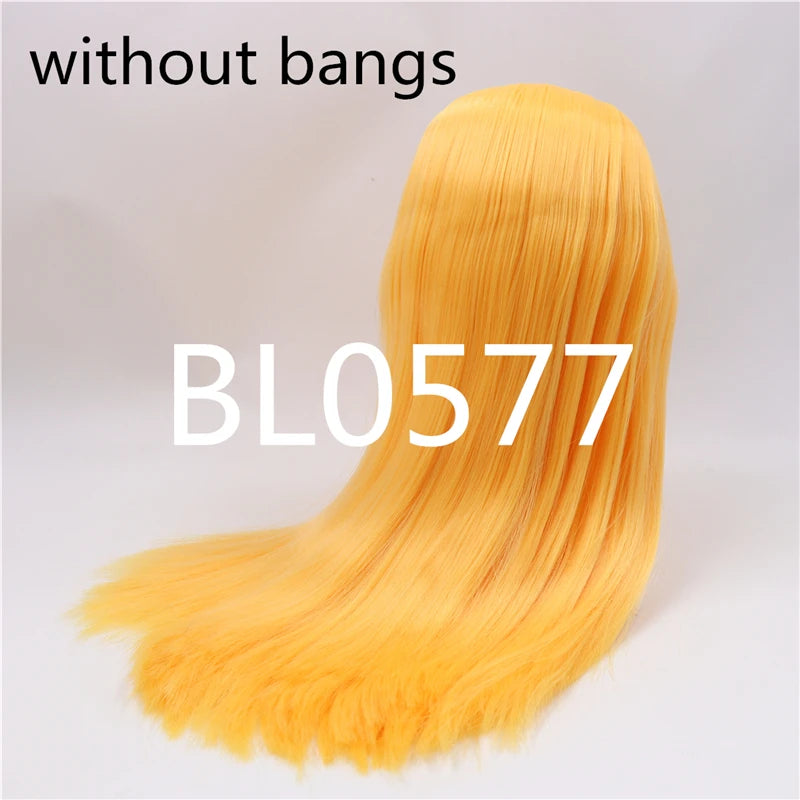 DBS factory blyth doll icy doll bjd wig rbl scalp and dome straight hair for DIY custom doll anime white skin black hair