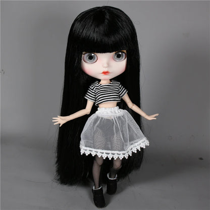 ICY DBS blyth doll 1/6 bjd white skin joint body black hair matte face eyebrows custom doll 30cm toy anime girls gift