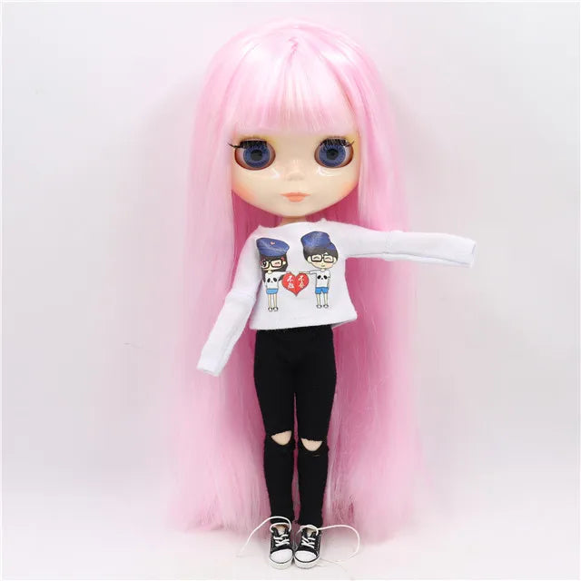 ICY DBS Blyth Doll toy joint body white skin shiny face with clothes and shoes, 30cm 1/6 toy girl gift