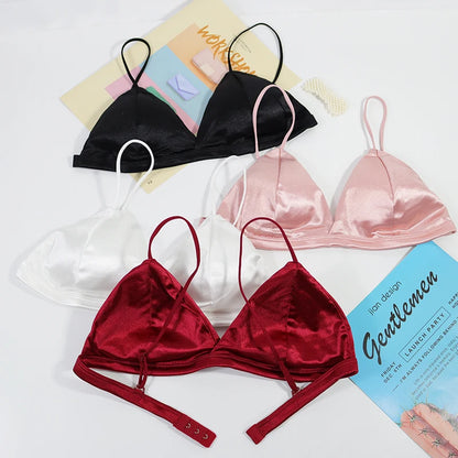 Women's French Style Bra Girl Wrapped Chest Adjustable Shoulder Strap Single Buckle Satin Sexy Tube Top Underwear Lingerie