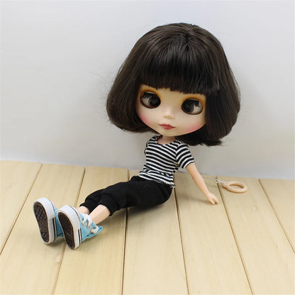 ICY DBS Blyth doll 1/6 bjd toy short black hair with crosseye crosseyes matte face BL950 30cm cute doll girl anime