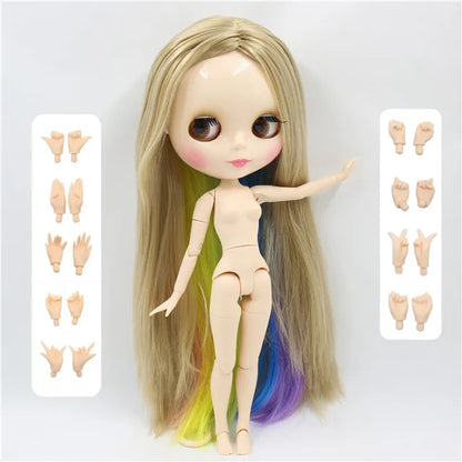 ICY DBS Blyth Doll 1/6 bjd 30cm toy joint body white skin shiny face nude doll