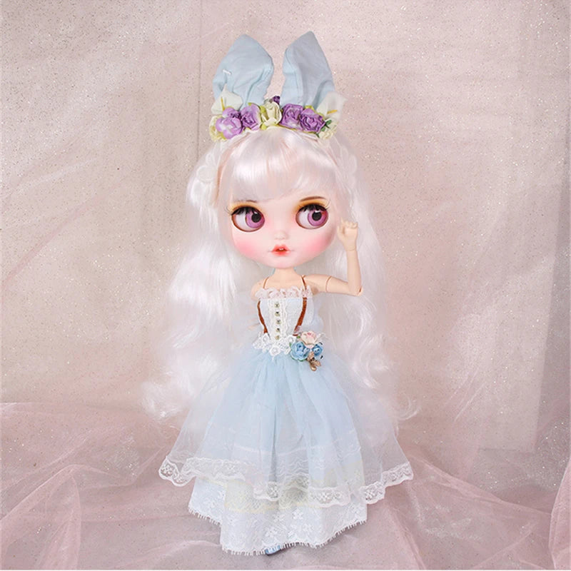 ICY DBS Blyth doll licca toy clothes lace wedding dress rabbit headdress anime bunny suit girls gift