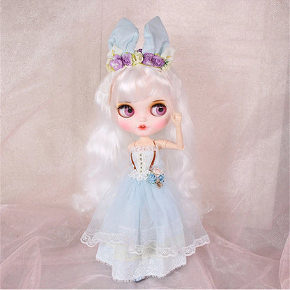 ICY DBS Blyth doll licca toy clothes lace wedding dress rabbit headdress anime bunny suit girls gift