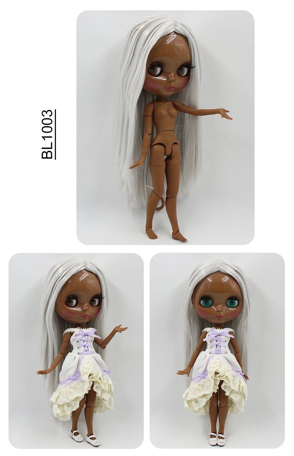 ICY DBS blyth doll super black skin joint body shiny face 30cm anime nude doll toy doll girls gift African American skin tone