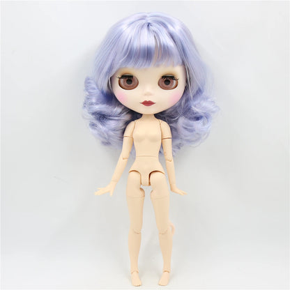 ICY DBS Blyth Doll 1/6 bjd blue mix violet hair joint body matte face 30cm nude doll toy anime girls gift