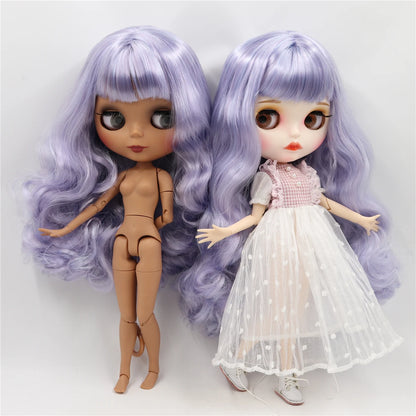 ICY DBS Blyth Doll 1/6 bjd blue mix violet hair joint body matte face 30cm nude doll toy anime girls gift