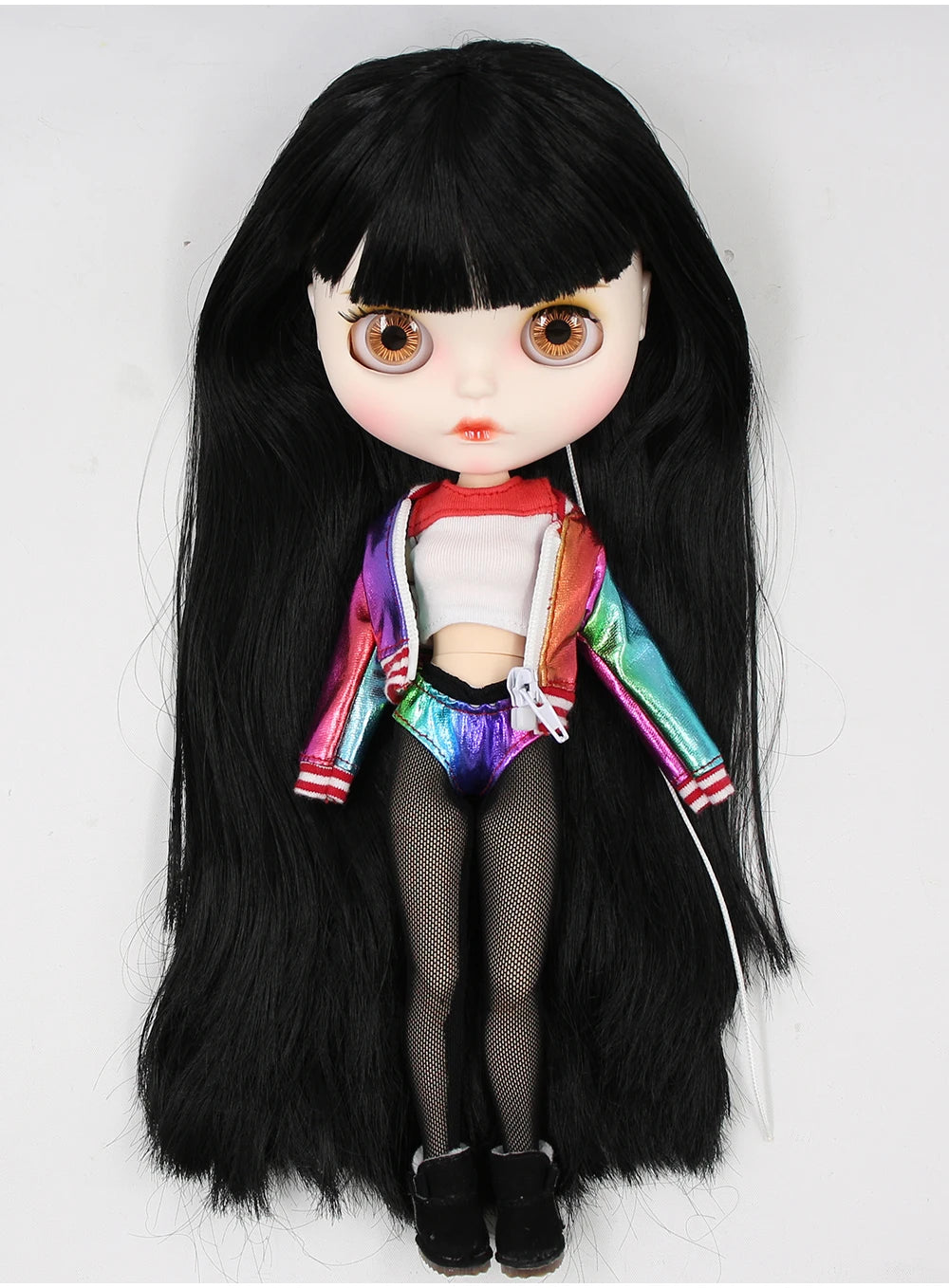ICY DBS blyth doll 1/6 bjd white skin joint body black hair matte face eyebrows custom doll 30cm toy anime girls gift