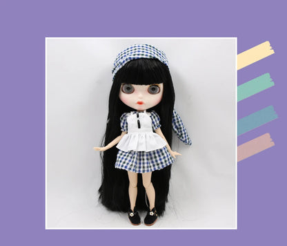 ICY DBS blyth doll 1/6 bjd white skin joint body black hair matte face eyebrows custom doll 30cm toy anime girls gift