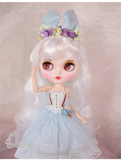 ICY DBS Blyth doll licca toy clothes lace wedding dress rabbit headdress anime bunny suit girls gift