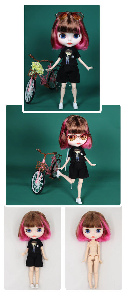 ICY DBS Blyth Doll 1/6 bjd pink and brown hair joint body 30cm girls gift anime nude doll