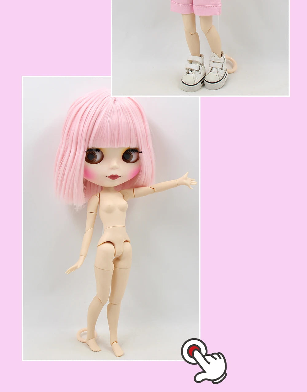 ICY DBS Blyth Doll short pink hair matte face joint body white skin long hair 1/6 bjd anime toy