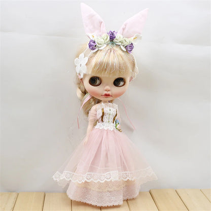 ICY DBS Blyth doll licca toy clothes lace wedding dress rabbit headdress anime bunny suit girls gift