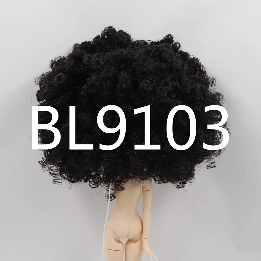 DBS blyth doll icy RBL scalp wigs for doll curly hair without bangs for DIY custom doll anime brown hair black hair white skin