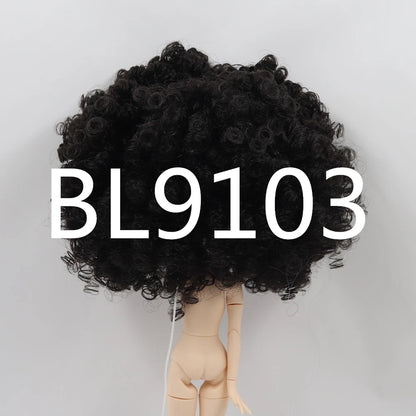 DBS blyth doll icy RBL scalp wigs for doll curly hair without bangs for DIY custom doll anime brown hair black hair white skin