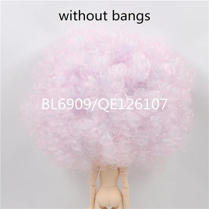 DBS blyth doll icy RBL scalp wigs for doll curly hair without bangs for DIY custom doll anime brown hair black hair white skin