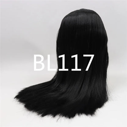 DBS factory blyth doll icy doll bjd wig rbl scalp and dome straight hair for DIY custom doll anime white skin black hair