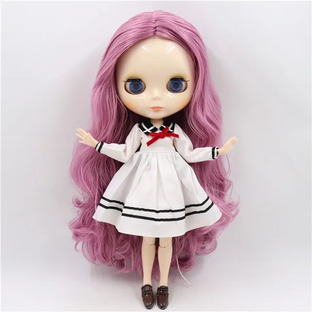 ICY DBS Blyth Doll toy joint body white skin shiny face with clothes and shoes, 30cm 1/6 toy girl gift