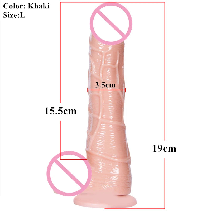 MwOiiOwM 19cm Whopper Black Realistic Dildos Sucker Dick for Women, Erotic Sex Toys Simulation Male Penis Adult Products