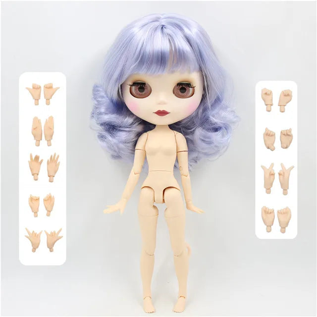 ICY DBS Blyth Doll 1/6 bjd blue mix violet hair joint body matte face 30cm nude doll toy anime girls gift