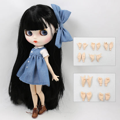 ICY DBS blyth doll 1/6 bjd white skin joint body black hair matte face eyebrows custom doll 30cm toy anime girls gift