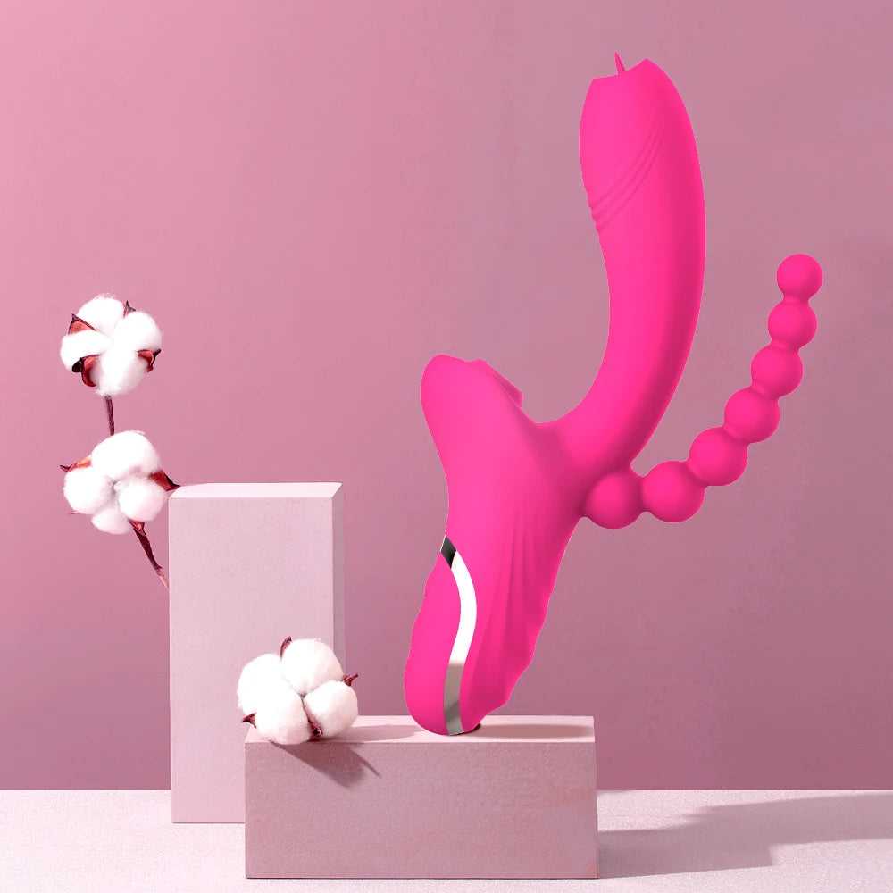 3 In 1 Clit Sucker Vagina Sucking Vibrator Clitoris Stimulator Blowjob Oral Nipple Sex Toys for Adults 18 Women Products