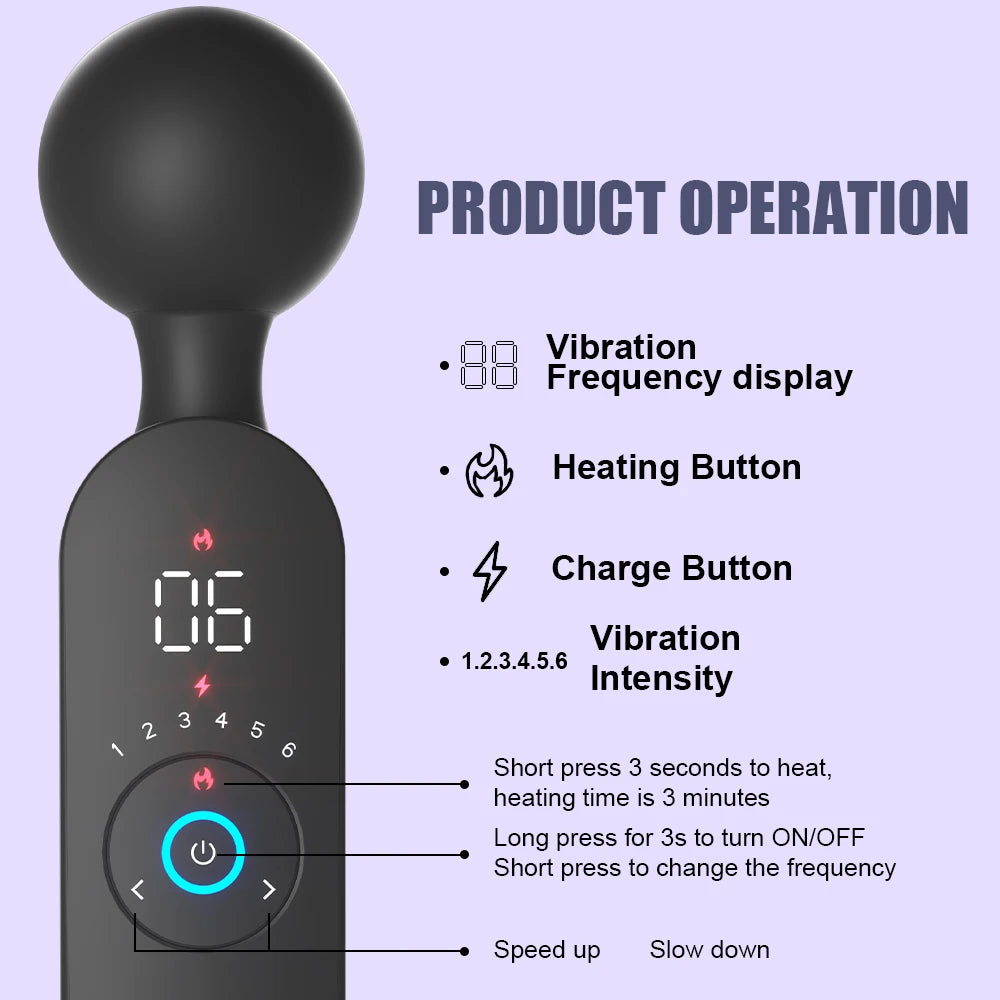 AV Vibrator Smart Heating Magic Wand Digital Display G-Spot Clitoris Stimulator Sex Toys for Women Female Masturbator