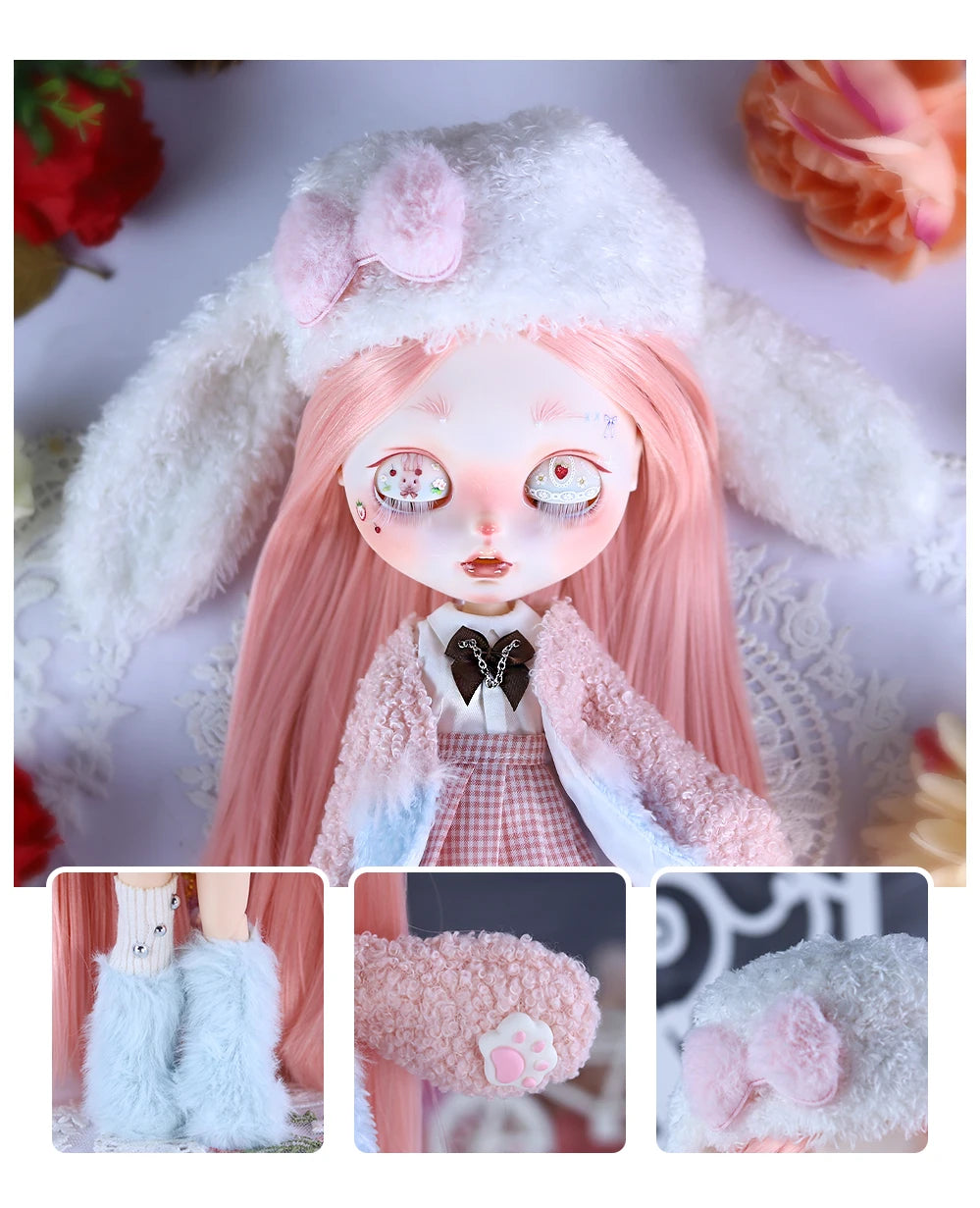 ICY DBS Blyth Plush Costume Girl BJD Animation Toys Cute Rabbit Set Girl Gift