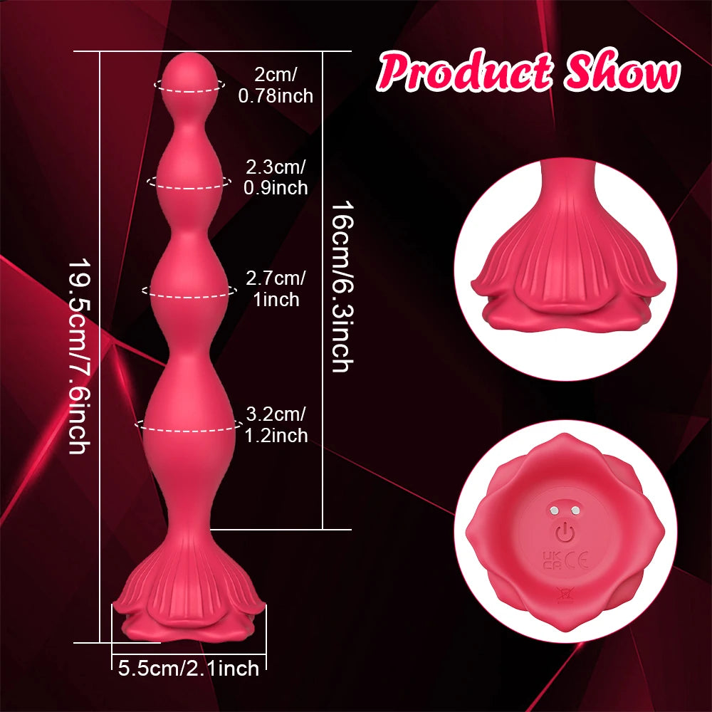 Vibrating Anal Beads Butt Plug, 7.8 Inch Anal Toys Sex Toy with 9 Modes, Vibrator Prostate Massager Adult Sex Toys for Women Men