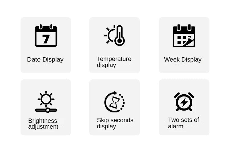 Large Digital Wall Clock Temperature and Date Week Display Electronic LED Table Alarm Clocks Brightness Adjustable 12/24H Format