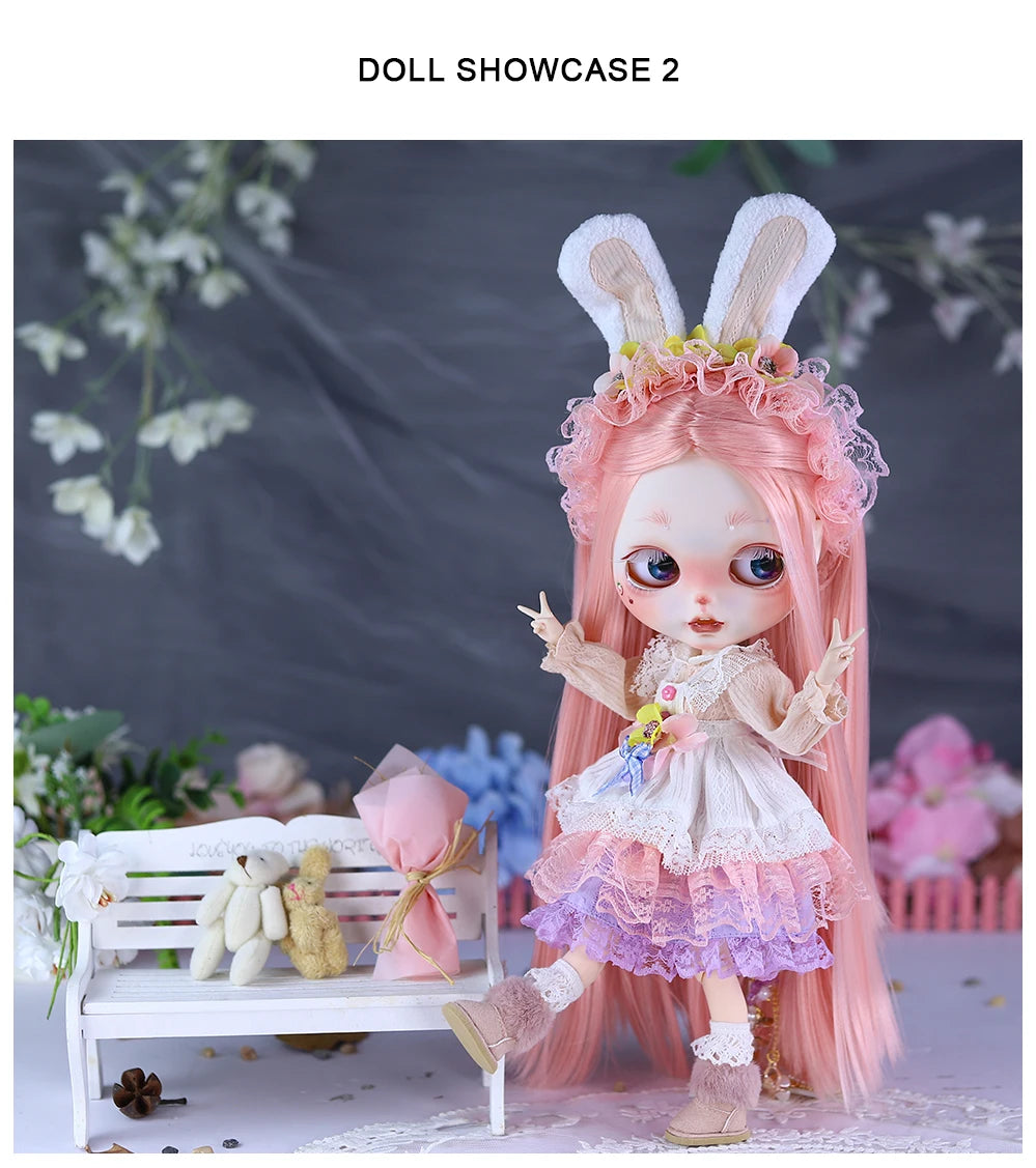 ICY DBS Blyth Plush Costume Girl BJD Animation Toys Cute Rabbit Set Girl Gift