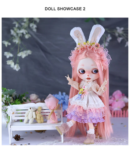 ICY DBS Blyth Plush Costume Girl BJD Animation Toys Cute Rabbit Set Girl Gift