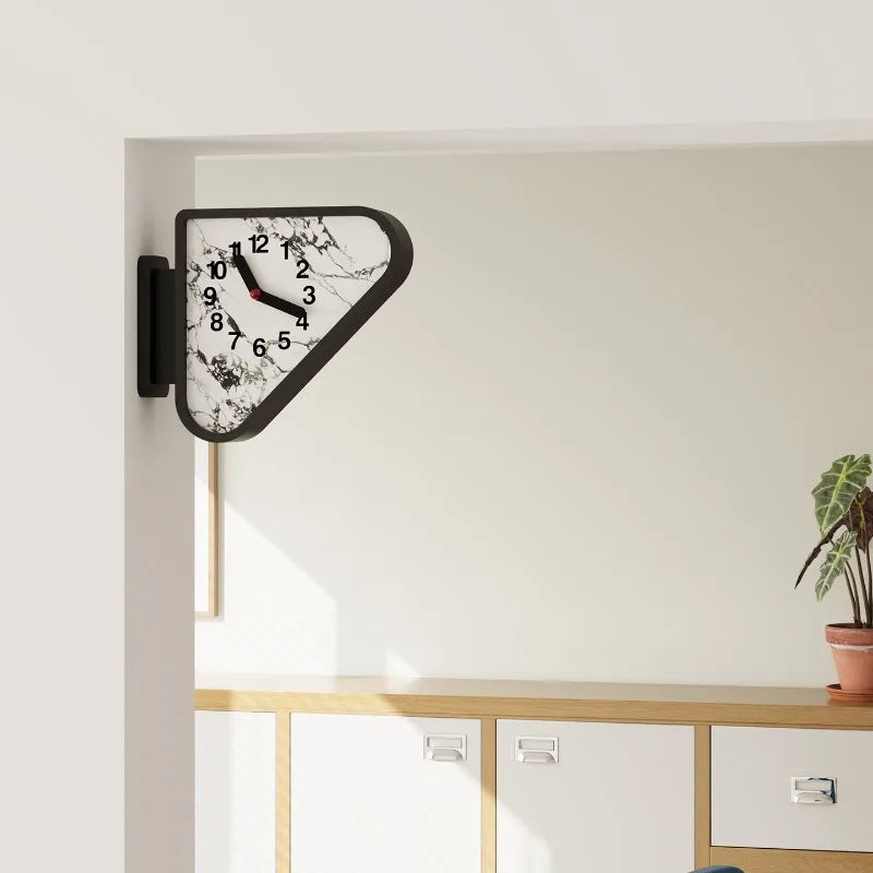 Luxury Triangle Wall Clock Corner Double Sided Wall Clock Creative Art Living Room Clocks Kitchen Bedroom Watch Home Decor