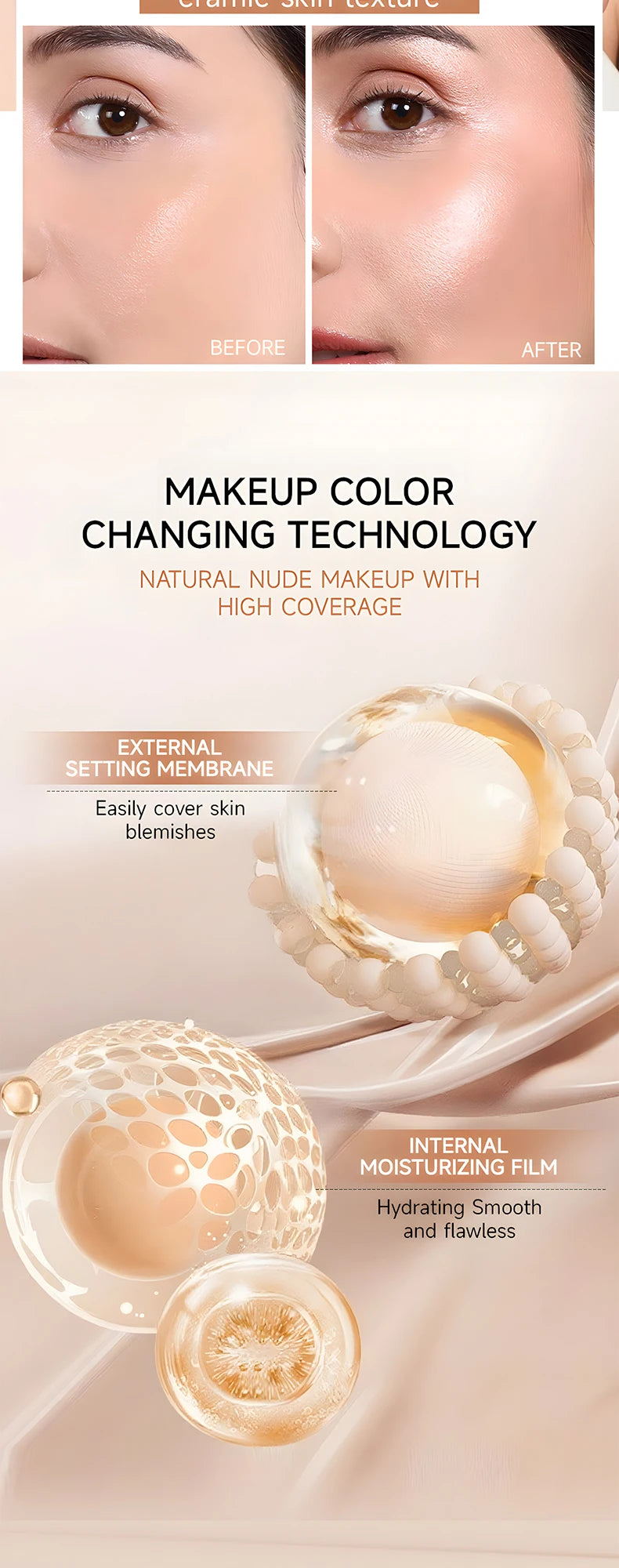 O'CHEAL Temperature Changing Foundation Stick Facial Coverage Blemishes Pores Double-Headed Face Matte Makeup Foundation Cream