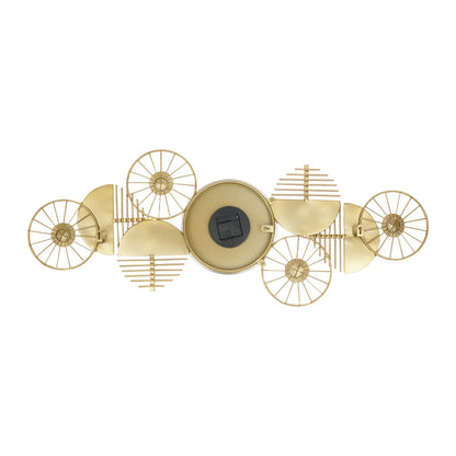 39.37in Metal Wall Clock, Geometric Artistic Layered Design Dual Horizontal & Vertical Mount Silent Non-Ticking Battery Operated Modern Decorative Clock for Living Room Bedroom Hallway Study