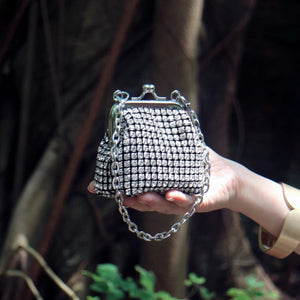 Women's Mini Rhinestone Chain Coin Purse – Card Bag, 3 Colors - TRYSHOPPY