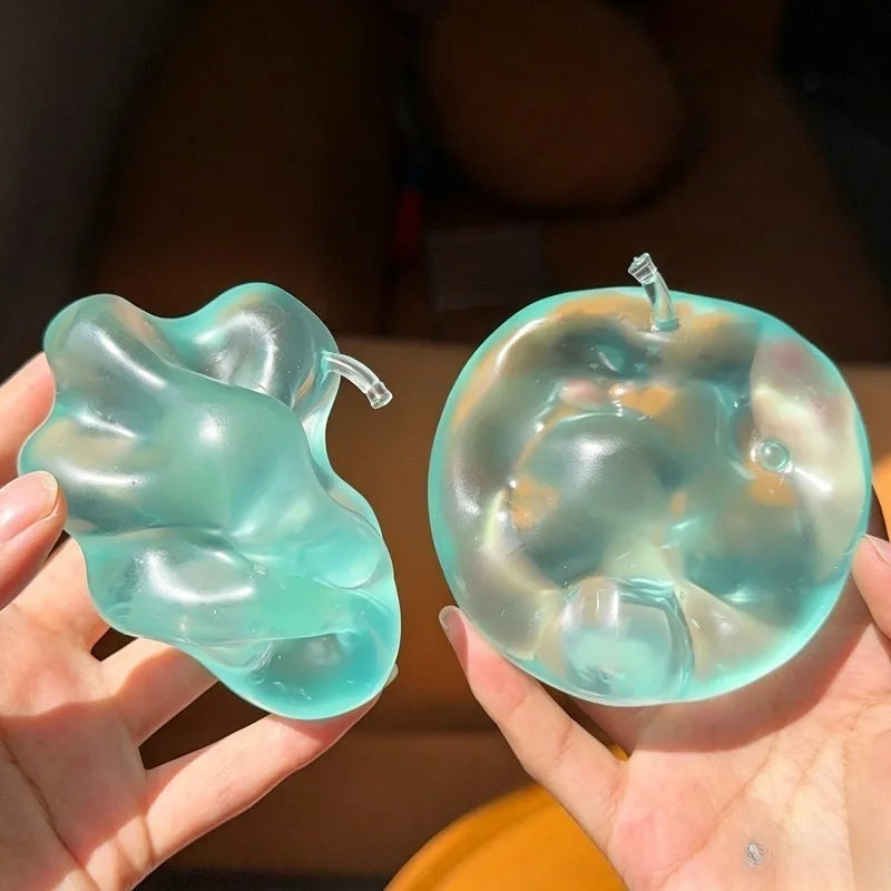 Apple Moldable Stress Ball Coconut Oil Squishy Transparent Apple Non-Bounce Squeeze Ball ASMR Sensory Toy Relieve Stress Toy