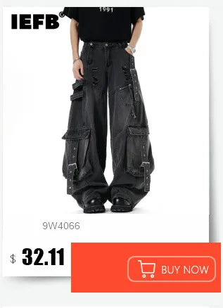 IEFB Men's Jeans New Korean Personality Straight Wide Leg Denim Pants Fashion Autumn Spring Vintage Male Trousers 9A5577