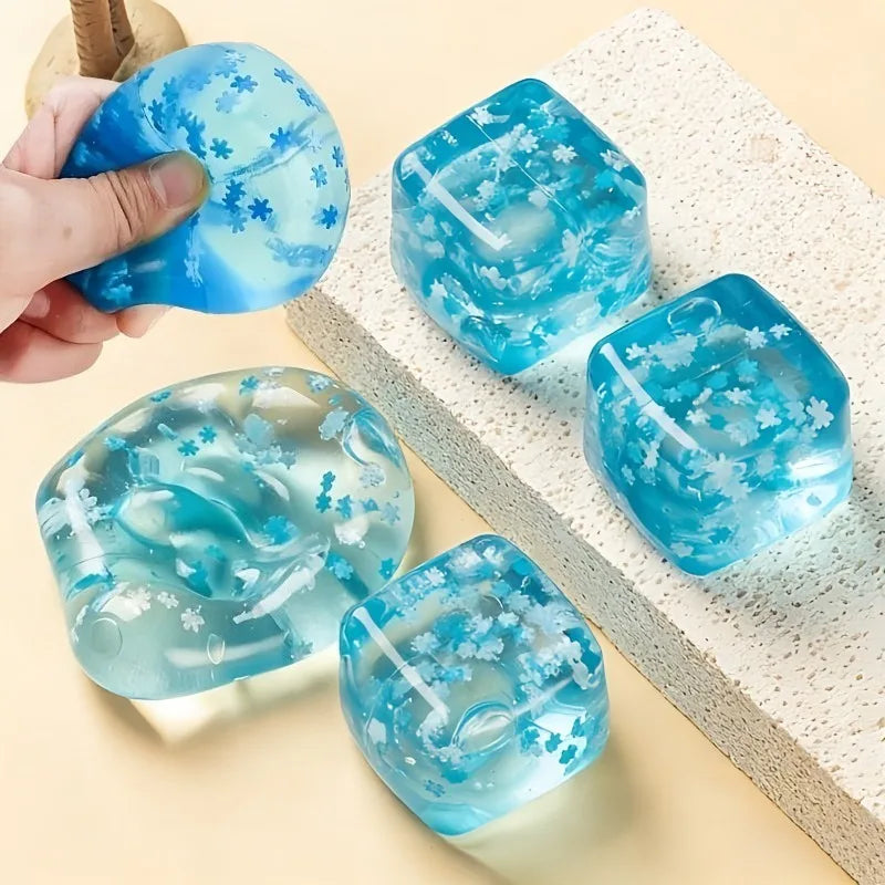 Squishy Snowflake Ice Cubes Slow Rising Sensory Fidget Toy Soft Ice Cubes Stress Relief Squeeze Toy Hand Exercise Calming Tool