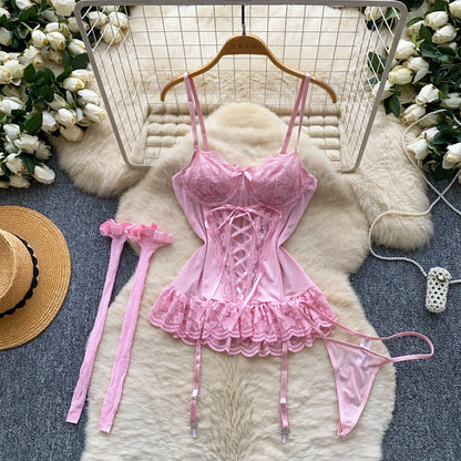 Women's Bow Lace-Up Lingerie Set