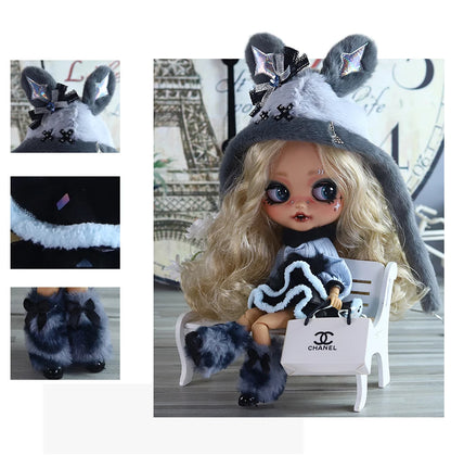 ICY DBS Blyth 1/6 Doll Hand Painted Set Tan Skin Long Eyelash Sleeping Doll Set SD