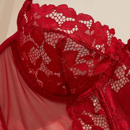 Women's Floral Lace 3-Piece Lingerie Set