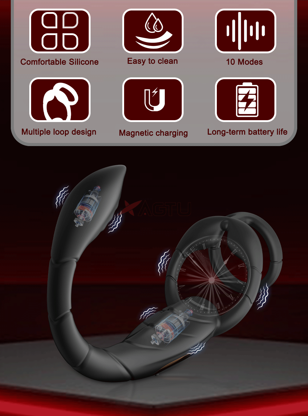Ring Anal Plug Cock Ring Prostate Vibrator for Male Double Vibrating Delay Ejaculation Male Masturbator Sex Toys for Men