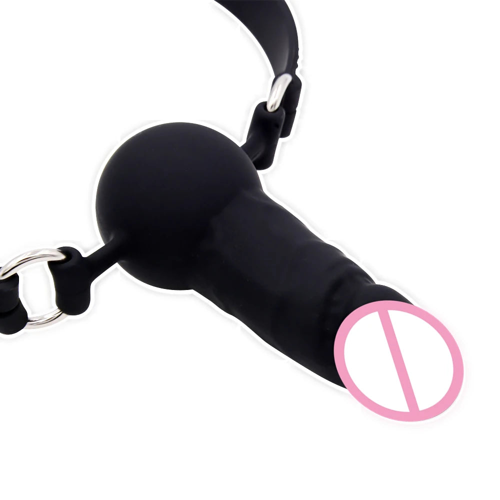 Dildo Reversible Ball or Cock in Mouth Gag, Silicone Deepthroat BDSM Gags,Slave Bondage,Restraints,Sex Toys Couples