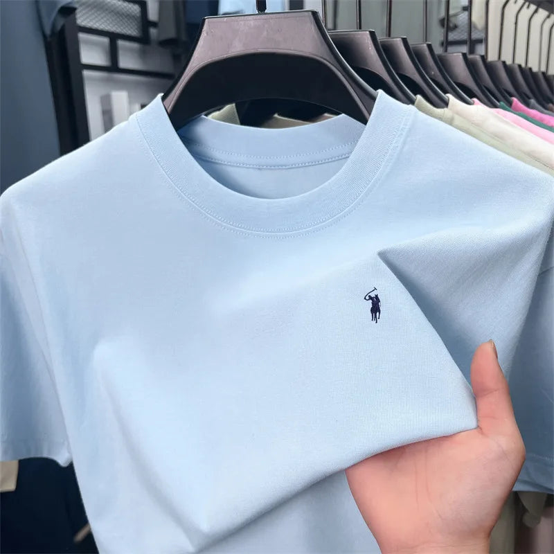 100% cotton breathable short sleeve T-shirt men's summer fashion luxury brand golf Paul embroidery loose casual round neck top