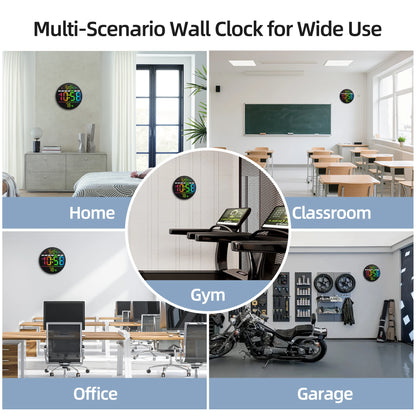 8‘’LED Wall Clockwith Timer,Temperature,Date,Night Light,RGB Color,Alarm,5-Level BrightnessDigital Clock for Classroom,Bedroom