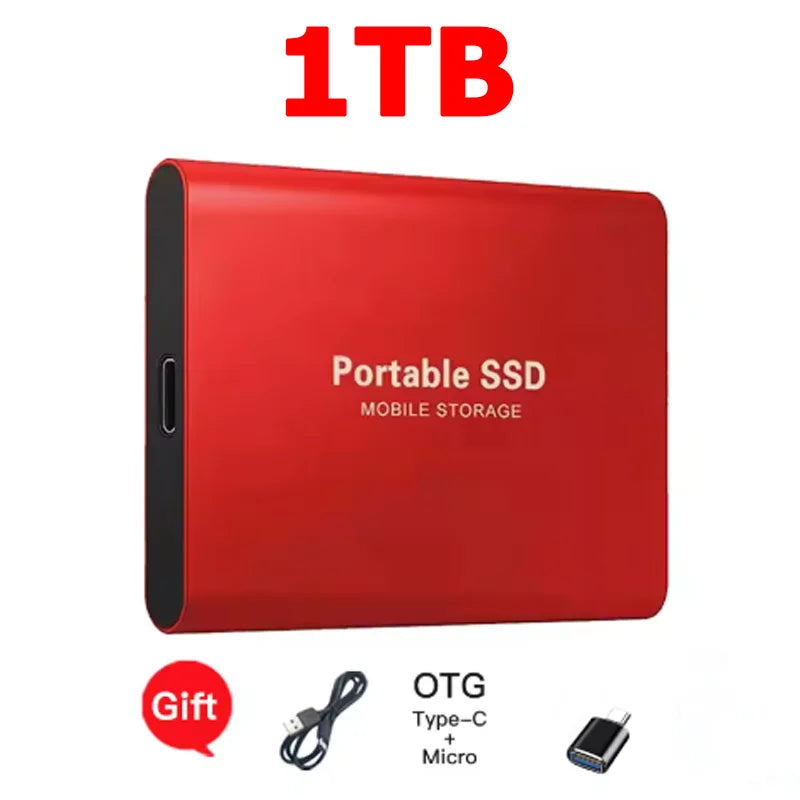 High-speed SSD 1TB Portable External Hard Drive 2TB Solid State Drive 4TB Mass Hard Disk for Laptop Mac PC and Mobile Phone Data