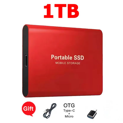 High-speed SSD 1TB Portable External Hard Drive 2TB Solid State Drive 4TB Mass Hard Disk for Laptop Mac PC and Mobile Phone Data