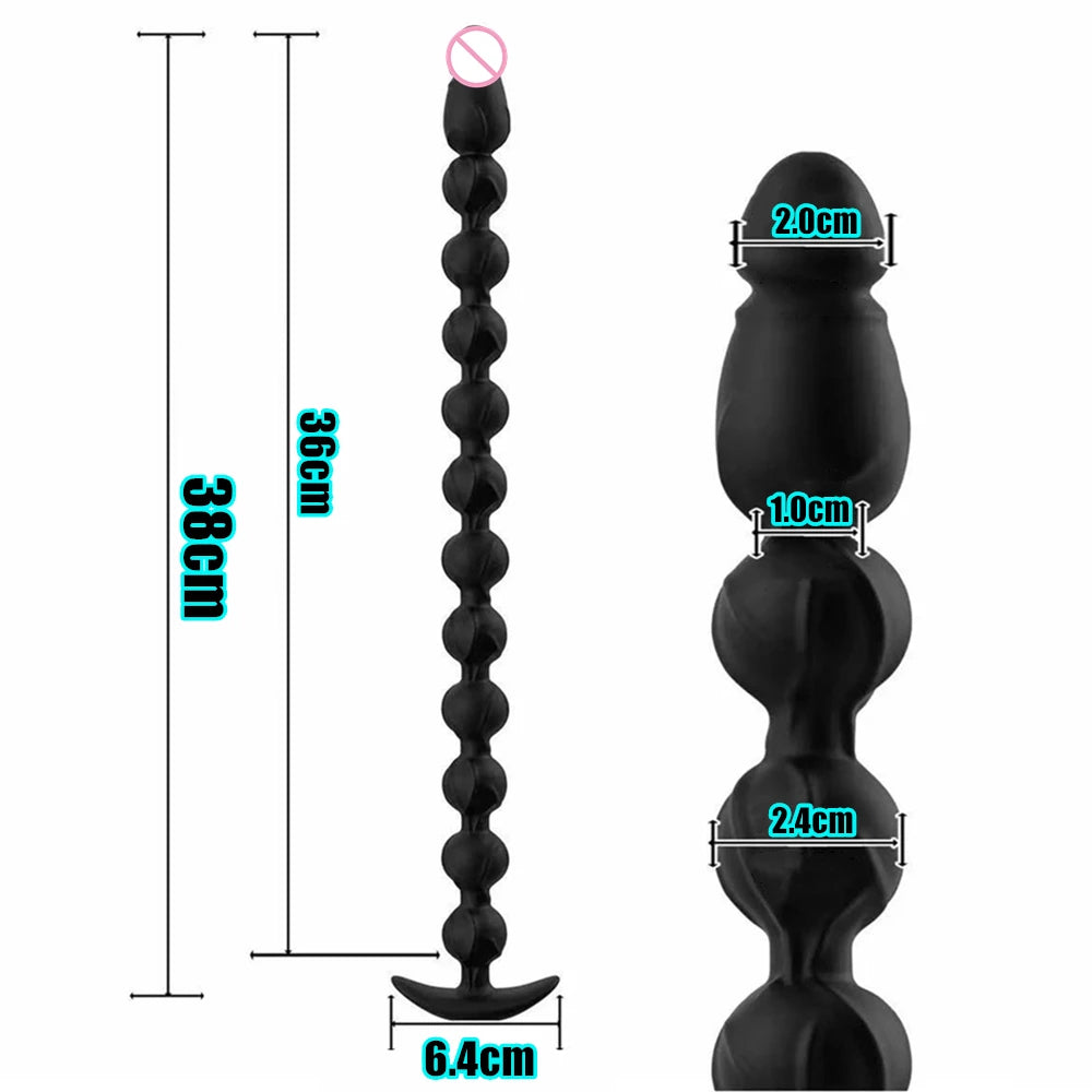 38cm Super Long Anal Beads Butt Plug Dildo Vaginal Prostate Massager Soft Anus Masturbator Dilator Sex Toy for Women Men Gay