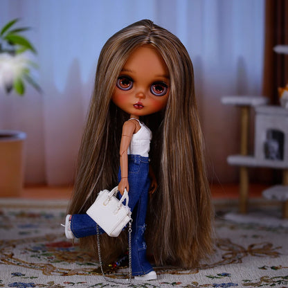 ICY DBS Bryce 1/6 Hand-Painted Doll Set Doll with Black skin, Long Lashes, and Sunspots SD Version